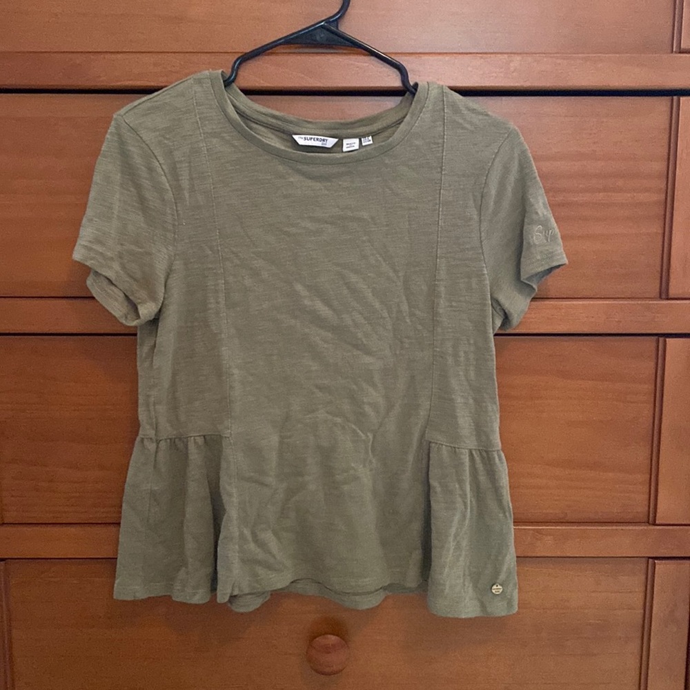 Splendid Olive Green Peplum Short Sleeve Top